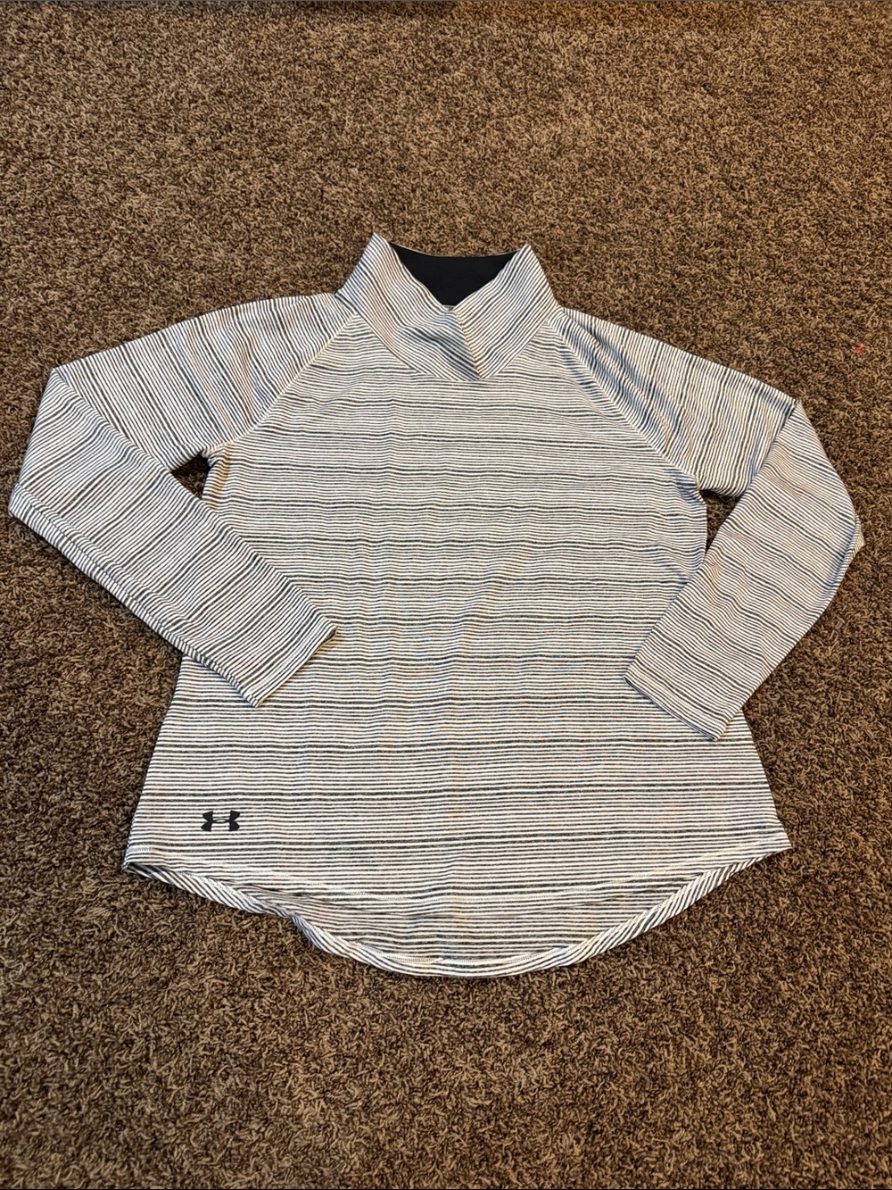 Under Armour Black & White Striped Pullover Top